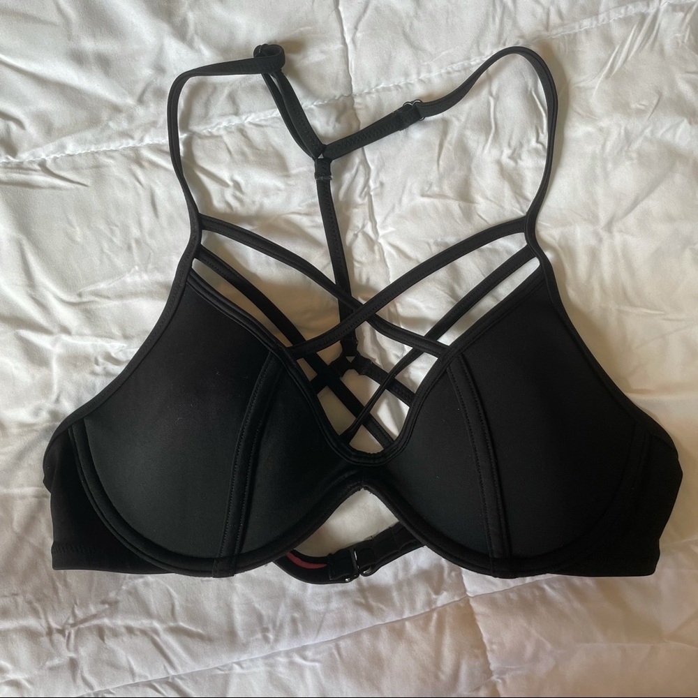 Black VS Pink Swim Top